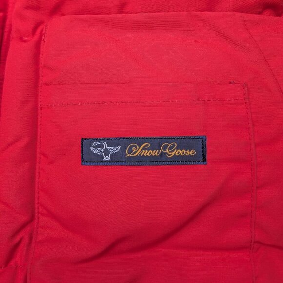 Vintage Snow Goose Puffer Vest Red Beige Made in Canada L/G - Picture 2 of 7